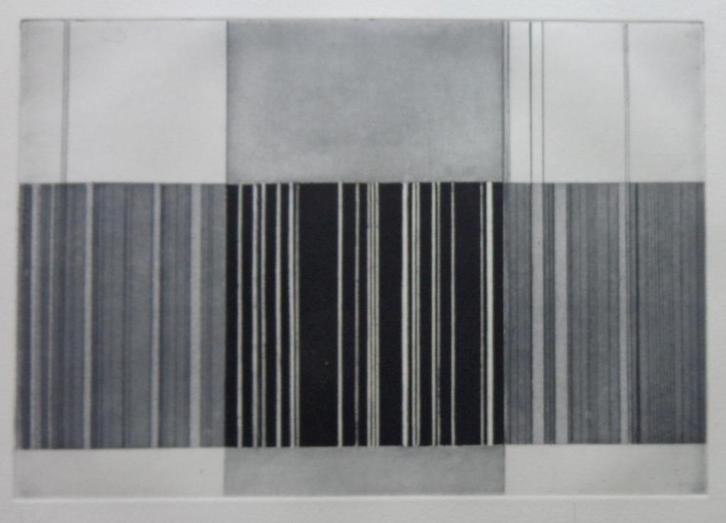 LUC PEIRE / GEOMETRISCHE ABSTRACTIE / ZW-W ETS / 39x47cm SIG, Antiek en Kunst, Kunst | Litho's en Zeefdrukken, Ophalen of Verzenden