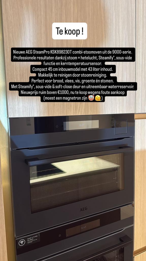 Nieuwe AEG SteamPro KSK898230T combi-stoomoven, Elektronische apparatuur, Ovens, Nieuw, Inbouw, Oven, 45 tot 60 cm, 45 tot 60 cm