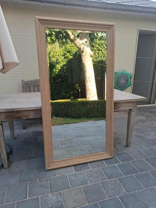 Facetspiegel met geluchtgomde massief eiken kader., Huis en Inrichting, Woonaccessoires | Spiegels, Zo goed als nieuw, Ophalen of Verzenden