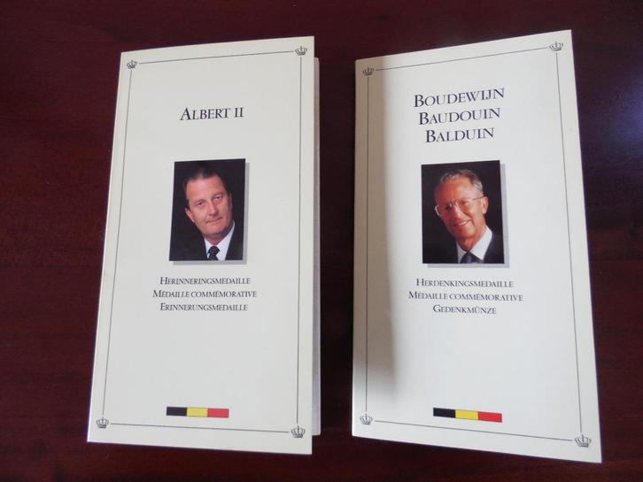 Bauduin 1- en Albert II-medailles, Postzegels en Munten, Penningen en Medailles, Zilver, Ophalen