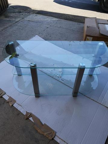 glazen tafel voor woonkamer of televisie, Huis en Inrichting, Tafels | Salontafels, Ophalen, 50 tot 100 cm, 50 tot 100 cm, Minder dan 50 cm