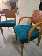 Chaise bois et velours bleu/vert, Huis en Inrichting, Stoelen, Vintage, années 60-70, retro, Vijf, Zes of meer stoelen, Gebruikt