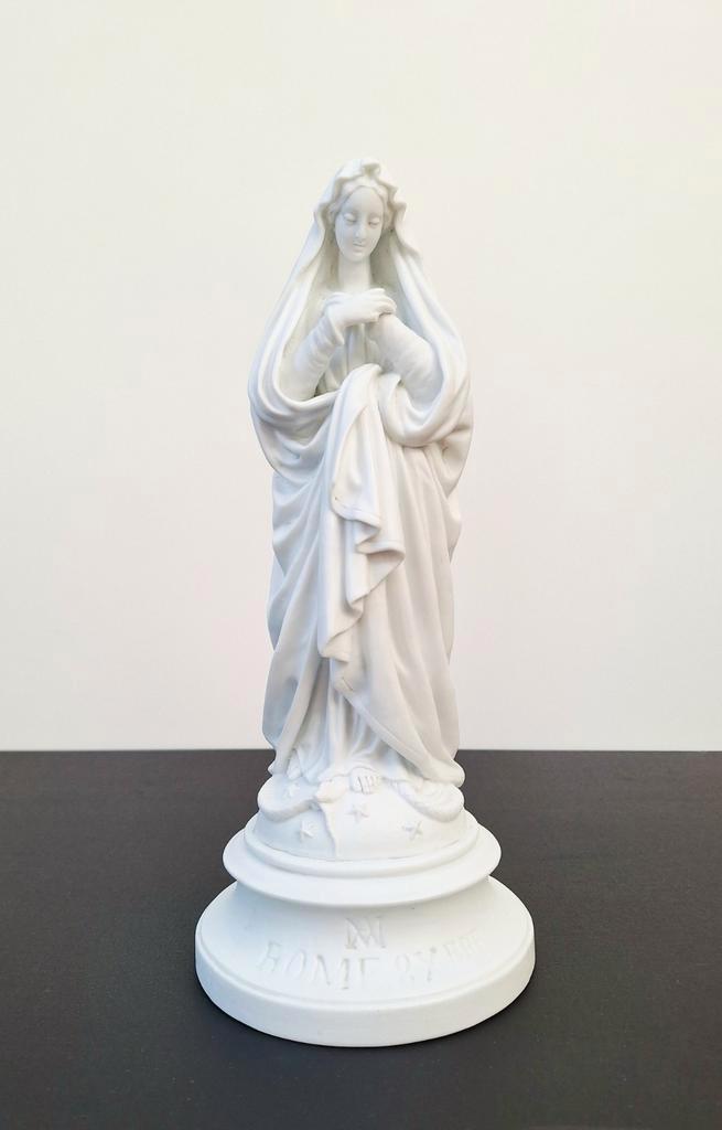 19e eeuws Frans biscuit Mariabeeld Letu & Mauger, Antiek en Kunst, Antiek | Religieuze voorwerpen, Ophalen of Verzenden