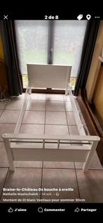 Montant de lit blanc Vastiaux pour sommier 90cm, Enlèvement, Comme neuf, Blanc