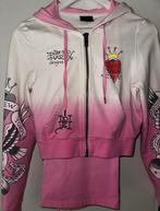 Ed hardy tracksuit NYC-Heart sweater + matching sweatpants, Maat 38/40 (M), Verzenden, Zo goed als nieuw, Roze