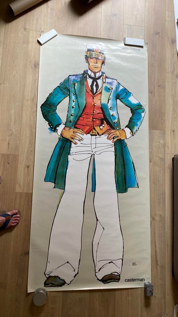 Hugo pratt corto maltais méga affiche 1980, Enlèvement ou Envoi, Comme neuf