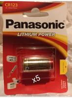 Panasonic CR123A Pile au lithium ( 3 V , paquet de 5, TV, Hi-fi & Vidéo, Photo | Accumulateurs & Batteries, Enlèvement ou Envoi