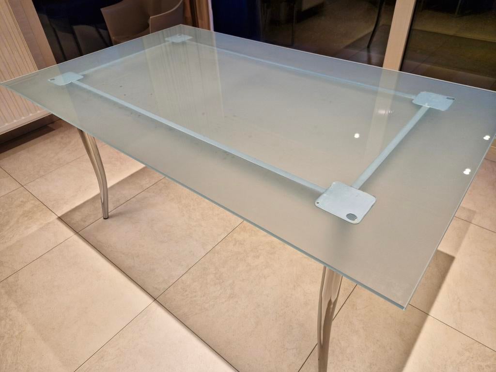 Glazen tafel 150x90, Ophalen, Gebruikt, 100 tot 150 cm, 50 tot 100 cm