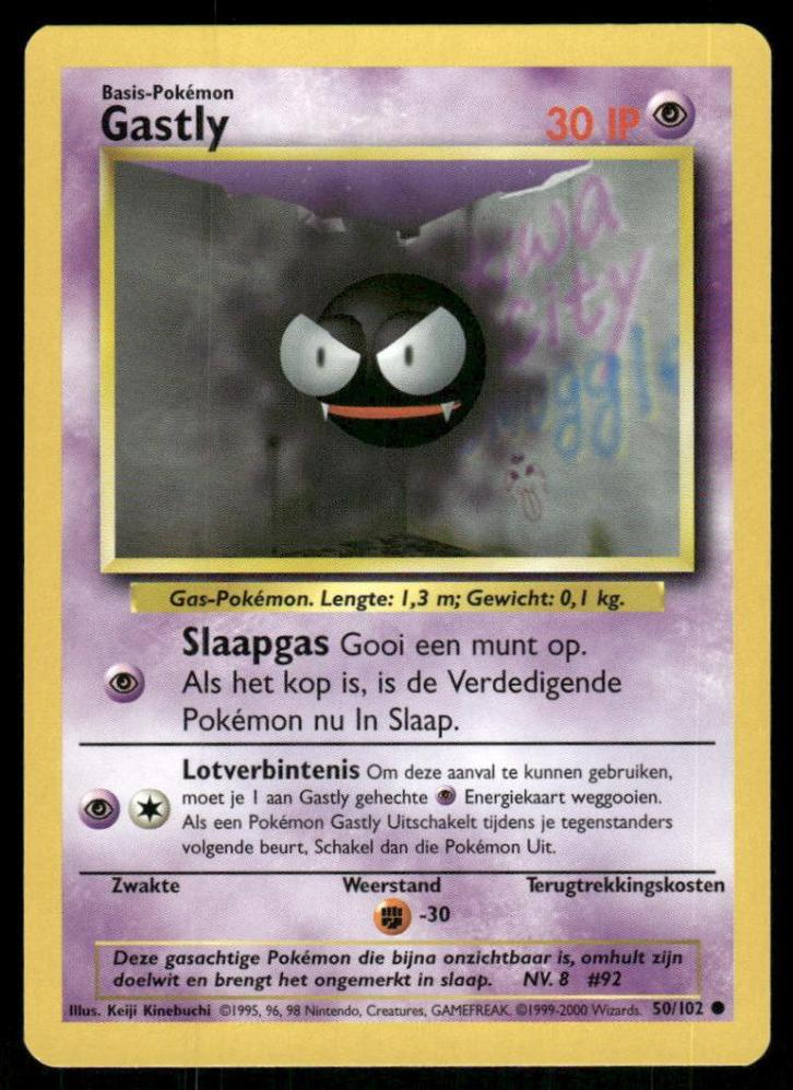 Gastly 50/102 - Base (NL), Hobby en Vrije tijd, Verzamelkaartspellen | Pokémon, Gebruikt, Verzenden