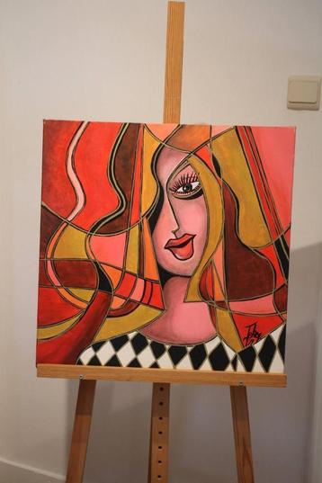 Schilderij vrouw in kubistische stijl beschikbaar voor biedingen
