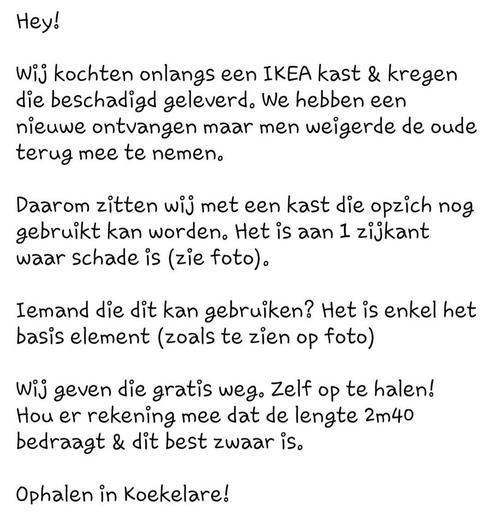 met schade door levering , zie foto´s en uitleg, Huis en Inrichting, Kasten | Kleerkasten, Nieuw, Ophalen