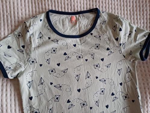 Lichtgroen slaapkleedje briefjes hema 128-134, Kinderen en Baby's, Kinderkleding | Maat 128, Zo goed als nieuw, Meisje, Nacht- of Onderkleding