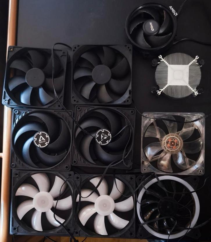 Bundel 120mm PC Case Fans + CPU koeler, Computers en Software, Computerkoelers, Gebruikt, Luchtkoeling, Ophalen