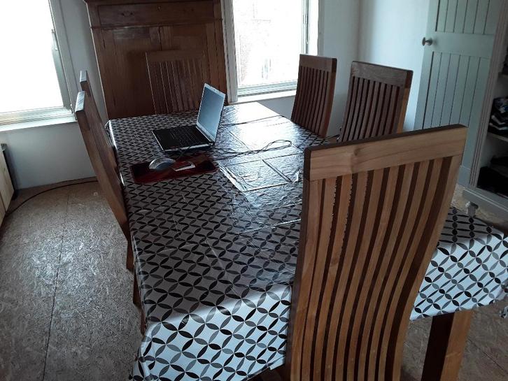 6 chaises en teck, Maison & Meubles, Chaises, Utilisé, Cinq, Six Chaises ou plus, Bois, Enlèvement