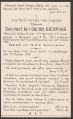 Gesneuvelde 1914-18 Constant Biermans Edeghem -Brugge, Verzamelen, Bidprentjes en Rouwkaarten, Ophalen of Verzenden