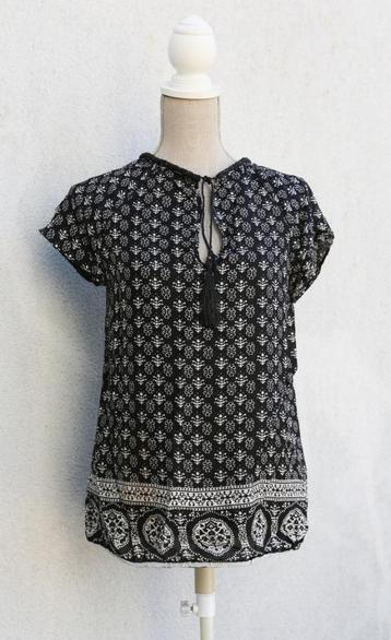 Mooie zwart-witte blouse maat L, Kleding | Dames, Maat 38/40 (M), Zwart, Ophalen of Verzenden, Zo goed als nieuw