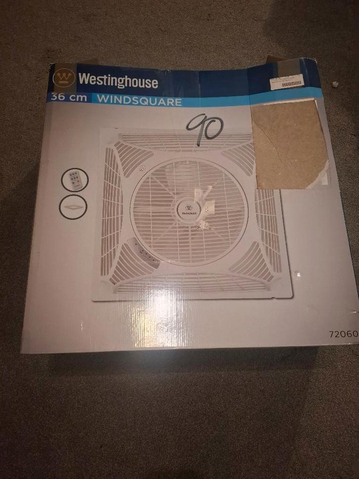 Westinghouse Windsquare inbouw 36 cm nieuw plafond 60x60, Elektronische apparatuur, Ventilatoren, Nieuw, Plafondventilator, Ventilator met afstandsbediening