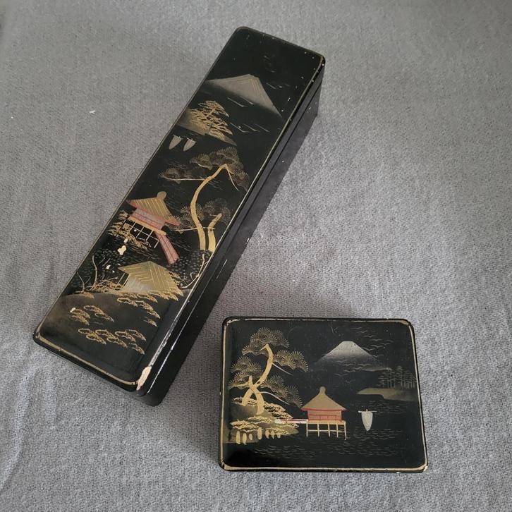 Set van 2 vintage japanse lakdoosjes, Huis en Inrichting, Woonaccessoires | Overige, Gebruikt, Verzenden