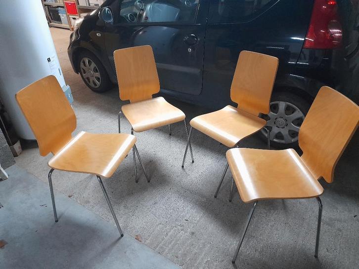 Ensemble de 4 chaises empilables IKEA Gilbert, Maison & Meubles, Chaises, Utilisé, Quatre, Bois, Métal, Autres couleurs, Enlèvement
