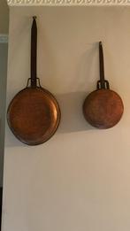 2 decoratieve pannen in koper, Ophalen, Koper