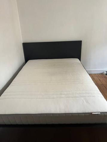 MALM Bedframe met 2 bedlades en matras, 140x200 cm, Enlèvement, Comme neuf, Noir, 200 cm