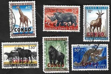 12 Zegels Congo 1960 Dierenreeks met opdruk "Congo" beschikbaar voor biedingen