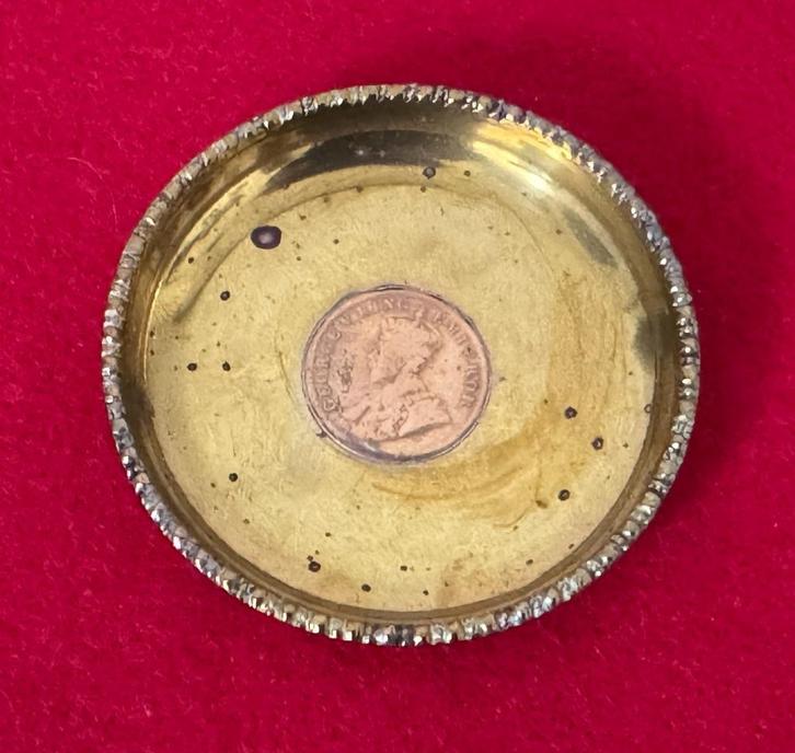 Kleine koperen plaat met Indiase munt 1912, Antiek en Kunst, Antiek | Brons en Koper, Koper, Ophalen of Verzenden