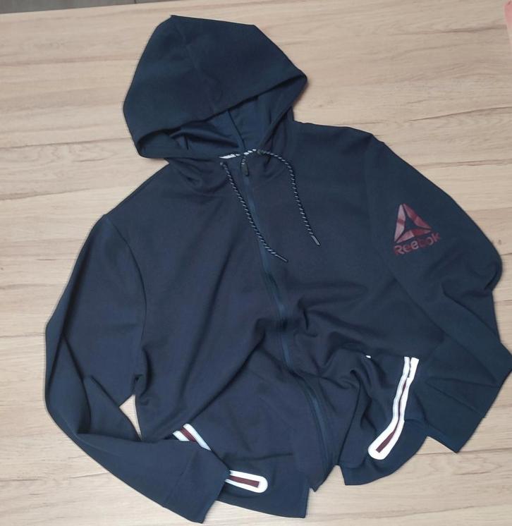 Sweat à Capuche Zippé Reebok 3XL - Bleu Marine/Bordeaux - Co, Kleding | Heren, Truien en Vesten, Zo goed als nieuw, Blauw, Ophalen