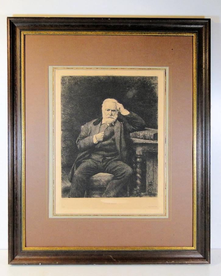 ets * Bonnat Leon * Victor Hugo, Antiek en Kunst, Kunst | Etsen en Gravures, Ophalen of Verzenden