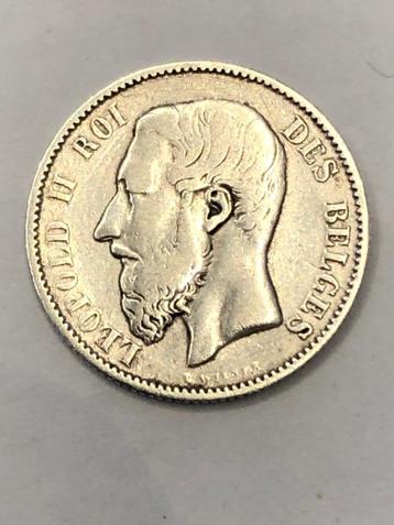 Munt zilver België 50 cent Leopold II jaar 1881 zeldzaam  beschikbaar voor biedingen