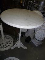 TUINTAFEL MET GIETIJZEREN POOT EN MARMEREN BLAD, Ophalen
