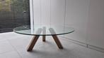 Salontafel rond glas, Huis en Inrichting, Tafels | Salontafels, Ophalen, Zo goed als nieuw, Rond, Glas