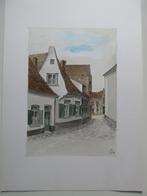 Aquarel "J. Standonckstraat Mechelen" door L. Boschmans, Antiek en Kunst, Ophalen of Verzenden
