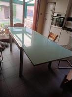 Table lourde avec double plateau en verre épais, Maison & Meubles, Tables | Tables à manger, Enlèvement, Utilisé, Rectangulaire