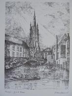 O L Vrouwetoren Brugge  Litho   Gesigneerd, Antiek en Kunst, Verzenden