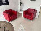 Moderne rode fauteuils – 3 stuks beschikbaar, Huis en Inrichting, Fauteuils, Ophalen, Zo goed als nieuw, Modern, Metaal
