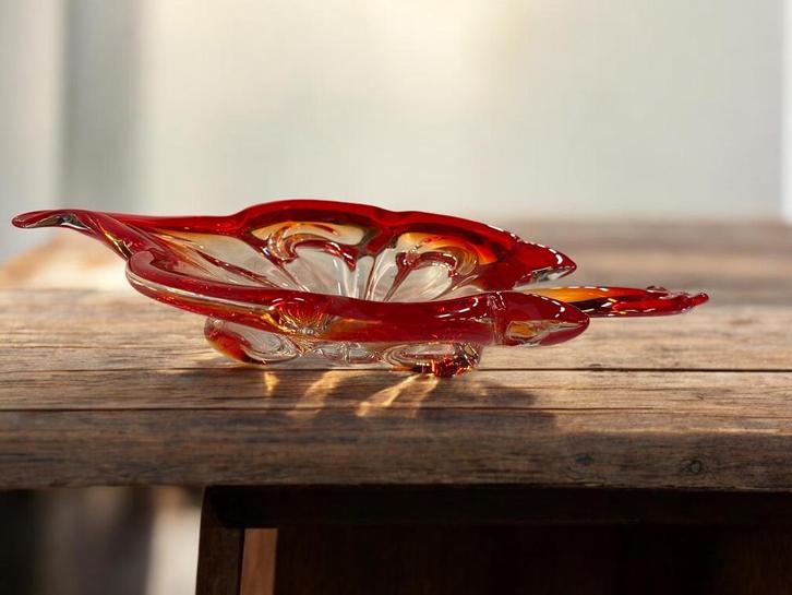 vintage rode glazen decoratie / kom MURANO stijl, Antiek en Kunst, Antiek | Glaswerk en Kristal, Ophalen of Verzenden