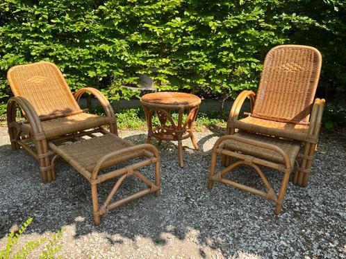 Rotan lounge set met 2 stoelen en tafeltje divers gebruik, Tuin en Terras, Tuinsets en Loungesets, Rotan, Ophalen