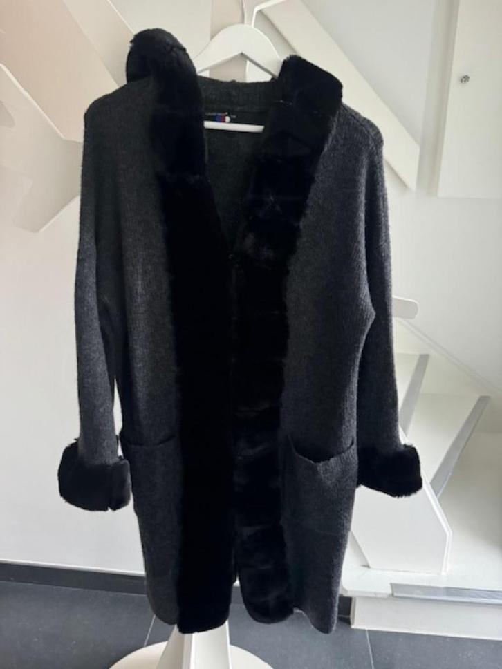 Grijze nieuwe vest met nepbont Louise Orop maat S/M, Kleding | Dames, Truien en Vesten, Nieuw, Maat 38/40 (M), Ophalen of Verzenden