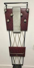 Vintage wandkapstok met spiegel en parapluhouder, Ophalen, Gebruikt, Metaal, Wandkapstok