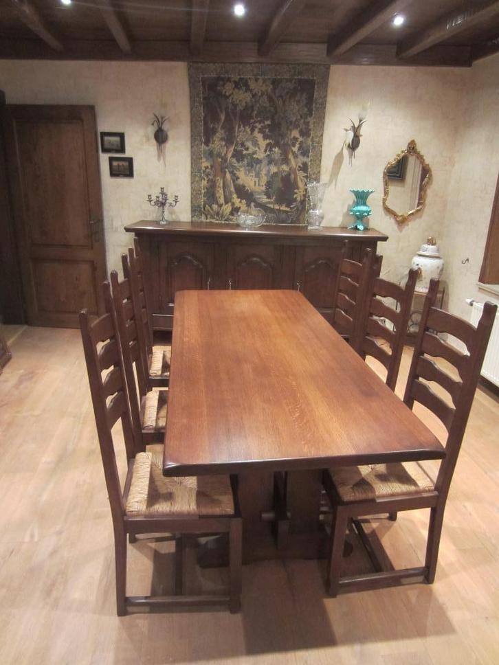Eiken eetplaatskast + tafel en stoelen, Huis en Inrichting, Stoelen, Ophalen