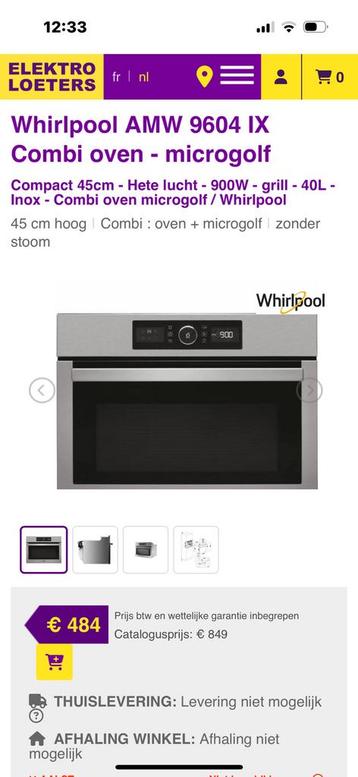 Combi oven whirlpool amw 9604 beschikbaar voor biedingen
