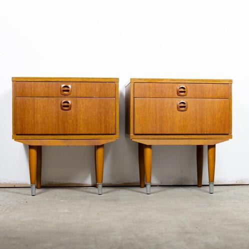 Prachtige set vintage nachtkastjes, Huis en Inrichting, Slaapkamer | Nachtkastjes, Gebruikt, Hout, Ophalen of Verzenden