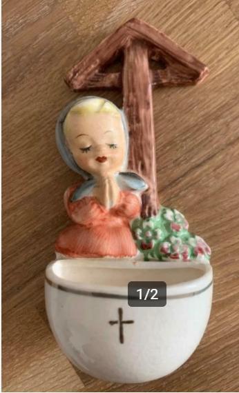 Vintage porseleinen wijwatervaatje, Antiek en Kunst, Antiek | Keramiek en Aardewerk, Ophalen of Verzenden