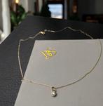 collier solitaire en diamant avec pendentif en or 9K, Bijoux, Sacs & Beauté, Colliers, Neuf, Enlèvement ou Envoi, Or, Blanc
