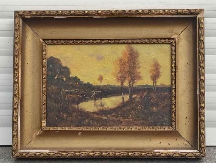 Huile sur toile vaches signe Paul schouten, Antiquités & Art, Art | Peinture | Classique, Enlèvement ou Envoi