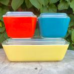 Vintage frigoset Pyrex primaire kleuren - 4 potjes, Ophalen of Verzenden