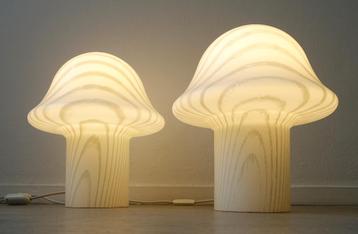 Vintage Peill & Putzler mushroom tafellamp groot model Zebra, Enlèvement ou Envoi, Utilisé, Vintage opaline design mushroom retro