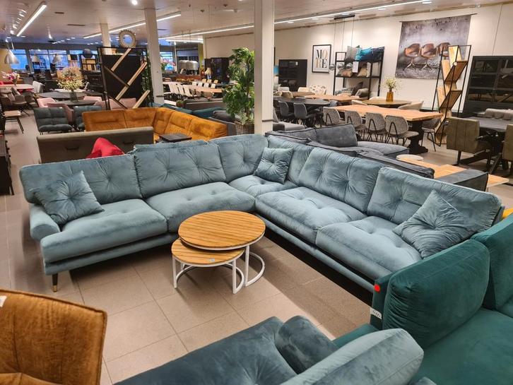 Nieuwe hoekbank adore velvet aqua turquoise petrol 290x290cm, Huis en Inrichting, Zetels | Zetels, Nieuw, Hoekbank, Vierpersoons of meer