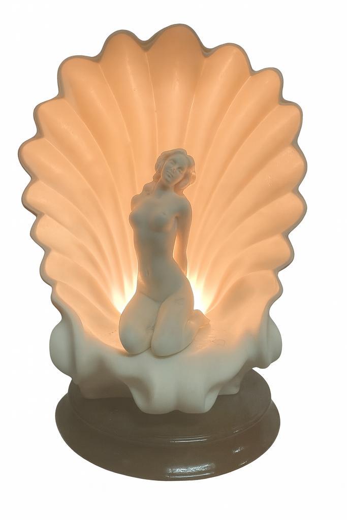 Vintage decoratieve lamp naakte vrouw, lichtgevende schelp, Antiek en Kunst, Antiek | Verlichting, Ophalen of Verzenden